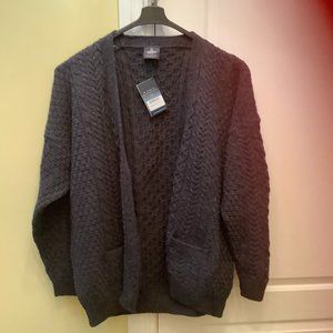 Aran Woolen Mills Charcoal Merino Wool Cardigan, Made in Ireland, NWT, 3XL,